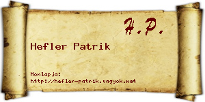 Hefler Patrik névjegykártya